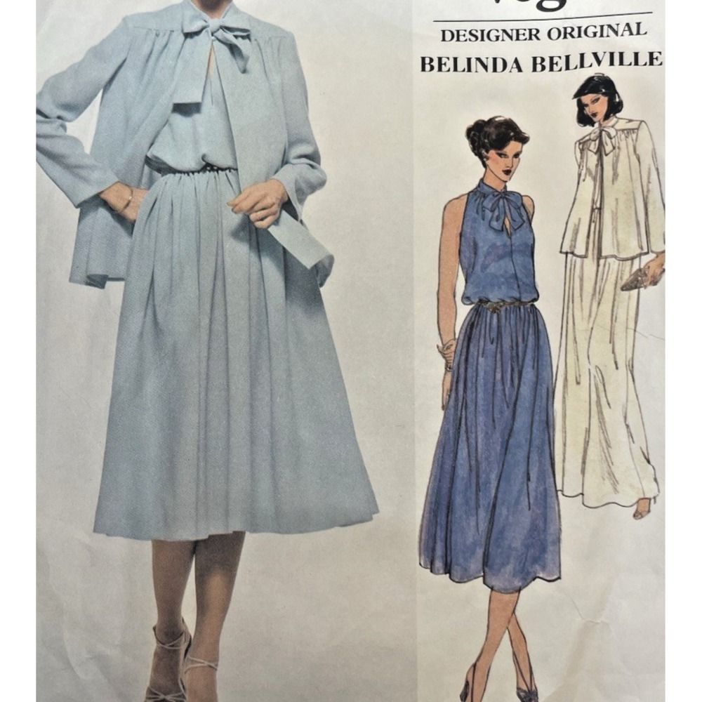 Vtg Very Easy Vogue #1929 Pattern Sz 8 Belinda Bellville Halter Dress Jacket Cut